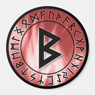 Flamme Runes, Rouge [18. Berkano] Magnet