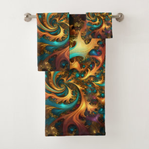 Flammes Abstraites or Turquoise orange,