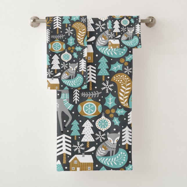 Flammes de neige des animaux des bois Noël scandin (En situation)