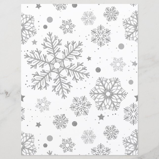 Flammes de neige en argent sur blanc (Devant)