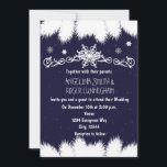 Flammes de neige et Faire-part de mariage d'arbre<br><div class="desc">Snowflakes & Pine Tree Faire-part de mariage d'hiver. Customisez l'avant et l'arrière pour tout événement.</div>