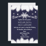 Flammes de neige et Faire-part de mariage d'arbre<br><div class="desc">Snowflakes & Pine Tree Faire-part de mariage d'hiver. Customisez l'avant et l'arrière pour tout événement.</div>
