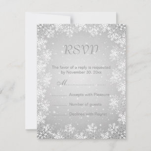 Flammes de neige gris blanc mariage d'hiver RSVP