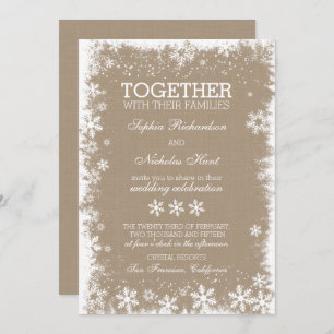 Flammes de neige rustiques Invitations de mariage