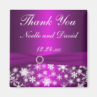 Flammes de neige violet et blanc Aimant de mariage