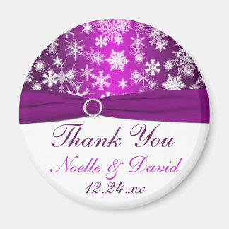 Flammes de neige violet et blanc Aimant de mariage