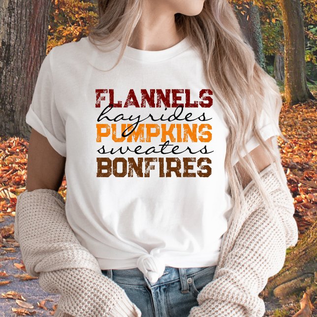 Flannels Citrouille Hayrides Bonfires T-shirt auto (Créateur téléchargé)