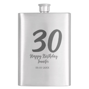 Flasque 30e anniversaire ajouter nom date année noir modèl