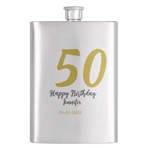 Flasque 50e anniversaire ajouter nom date année noire modè