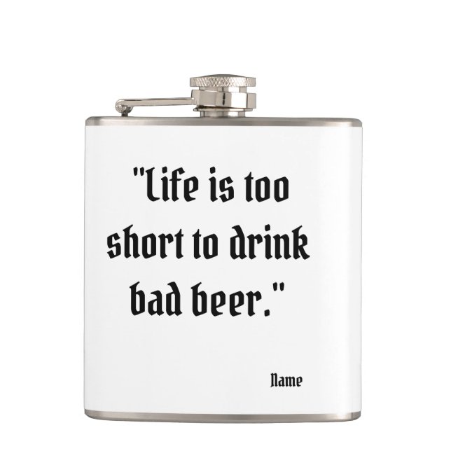 Flasque à alcool avec citation drôle sur la bière (Devant)