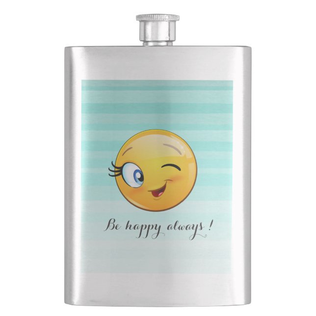 Flasque Adorable Winking Emoji Face-Be heureux toujours (devant)