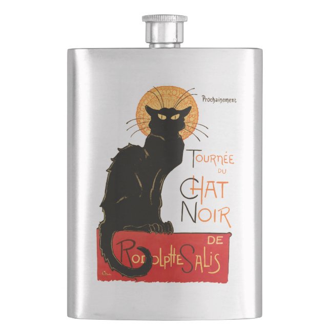 Flasque Affiche Classique Chat Noir de Steinlen en Noir (devant)