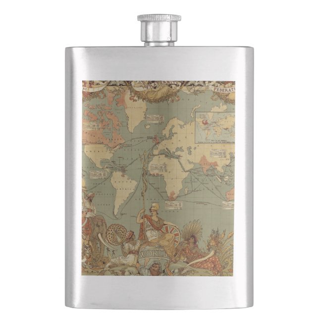 Flasque Affiche de la carte du monde de l'Empire britanniq (devant)