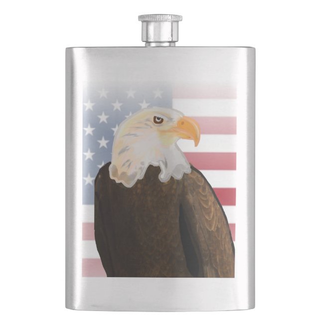 Flasque Aigle avec drapeau américain (devant)