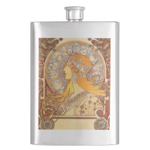 Flasque Alfonse Mucha Zodiac Art nouveau femme