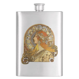 Flasque Alfonse Mucha Zodiac Art nouveau femme