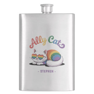 Flasque Ally Cat - Cute White Cat LGBTQ Pride (2)