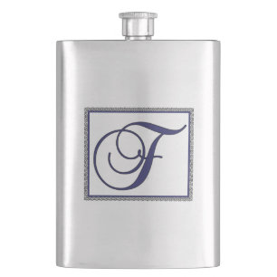 FLASQUE ALPHABET INITIAL F MONOGRAM
