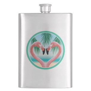 Flasque Amour du Flamant rose (Saint-Valentin tropical)