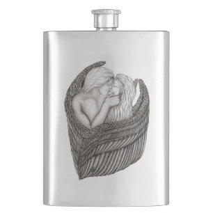 Flasque Angels Kissing, noir et blanc Design