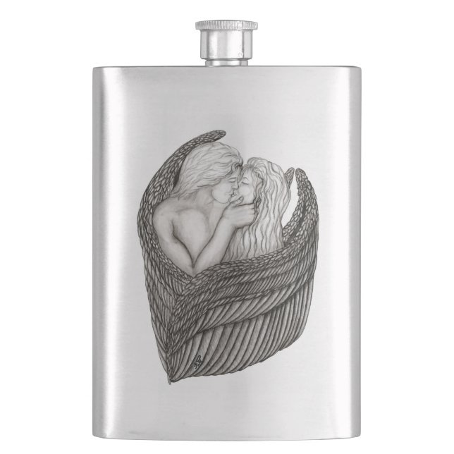 Flasque Angels Kissing, noir et blanc Design (devant)