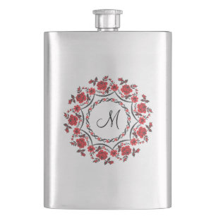 Flasque Anneau rose Monogramme personnalisé initial