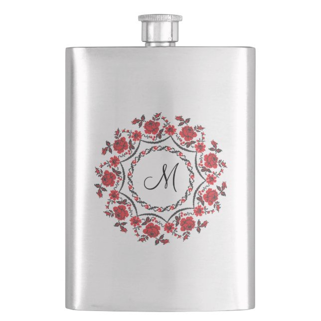 Flasque Anneau rose Monogramme personnalisé initial (devant)