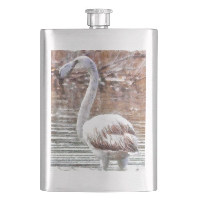 Flasque Aquarelle de Flamant rose exotique (devant)