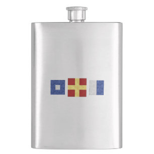 Flasque Aquarelle marine Signal maritime Monogramme