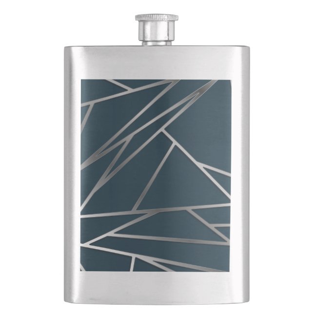 Flasque Argent bleu moderne géométrique (devant)