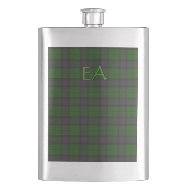 Flasque Armstrong Official Clan Tartan avec vos initiales (devant)