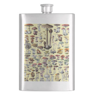 Flasque Art botanique cottagecore vintage champignon franç