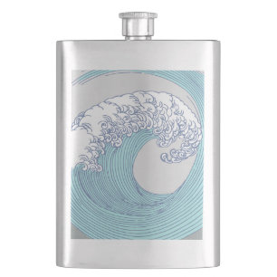 Flasque Art de vague de surf Ukiyo-e japonais vintage de l