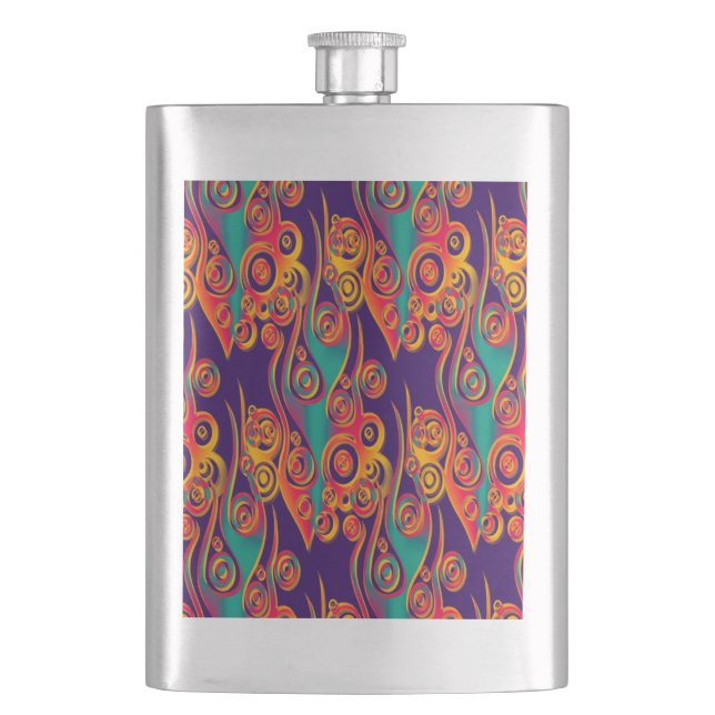 Flasque Art Motif tatouage - flammes & cercles (devant)