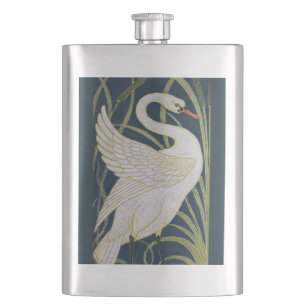Flasque Art Nouveau Swan Deux Swans