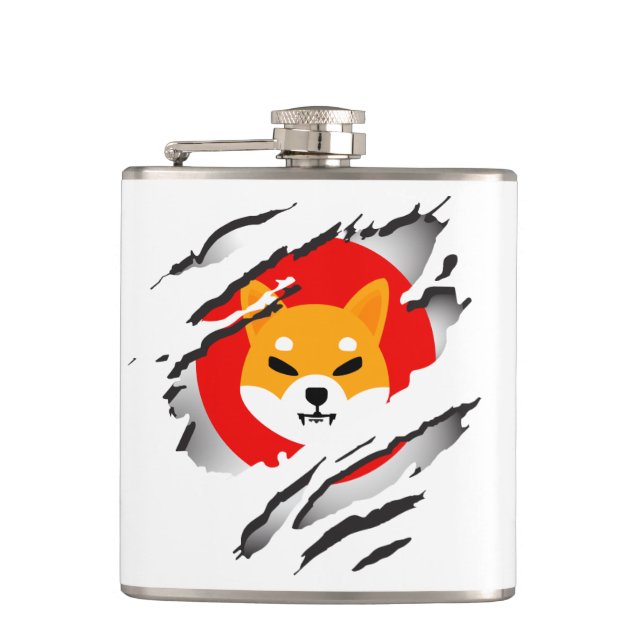 Flasque avec image déchirée et logo Shiba Inu (Devant)