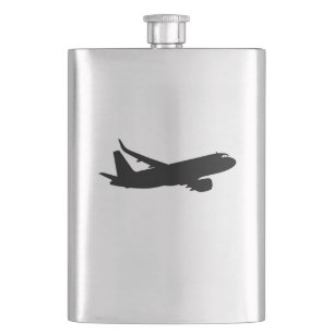 Flasque Avion Ligne Jet Silhouette Noir à personnaliser