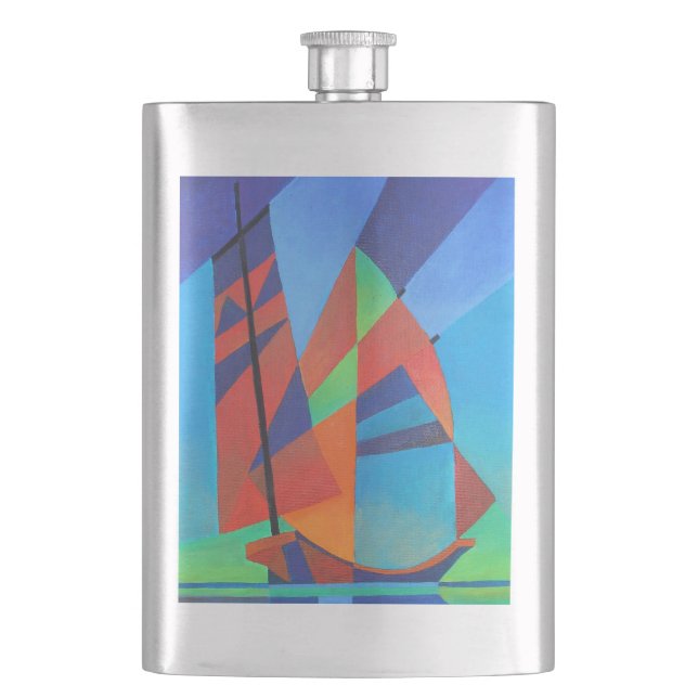 Flasque Bateau Abstrait Art Junk contre Deep Blue Sky (devant)