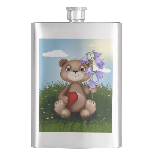 Flasque Bear Holding Bouquet Flower-30926 (devant)