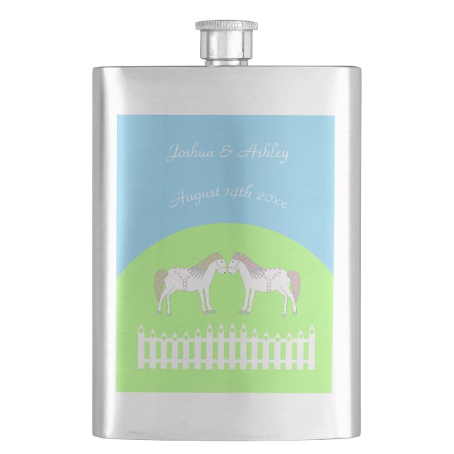 Flasque Beau Cheval Mariage Blanc Personnalisé (devant)