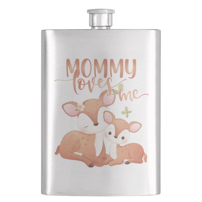 Flasque Biche Cerf et Faon Maman m'aime (devant)