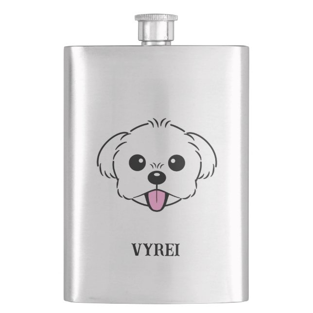 Flasque Bichon blanc mignon Frise Chien Stick Sortie (devant)