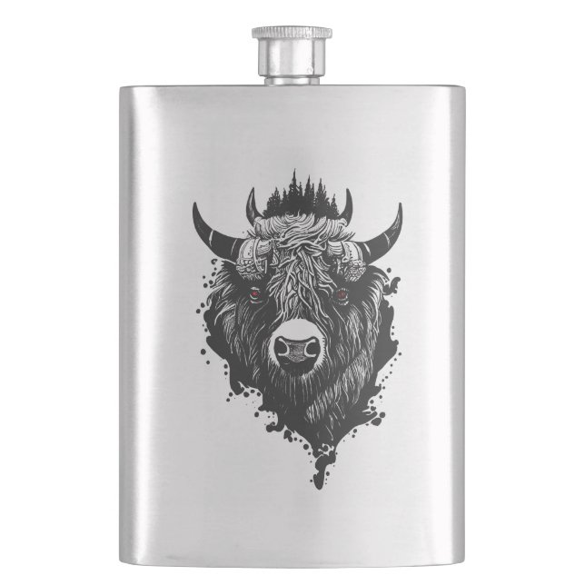 Flasque Bison de Buffalo Nature sauvage Illustration Art (devant)