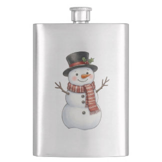 Flasque Bonhomme de neige heureux