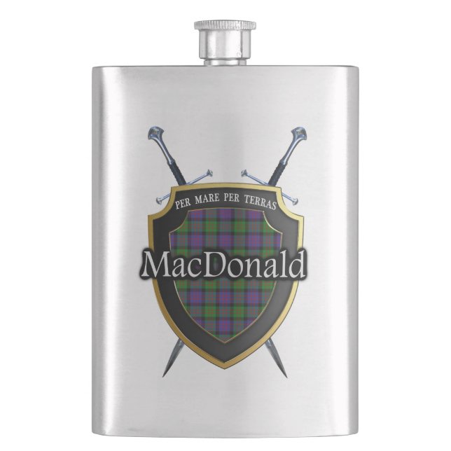 Flasque Bouclier et épées écossais de tartan de MacDonald (devant)