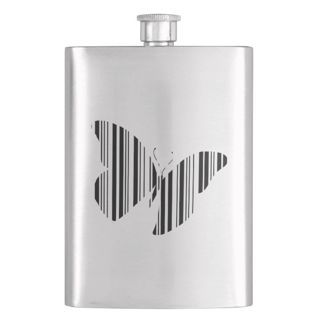 Flasque BOUTEILLE CODE BAR Papillons Motif Design (devant)