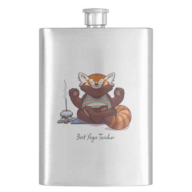 Flasque Cadeau Meilleur Professeur de Yoga Panda Roux Illu (devant)