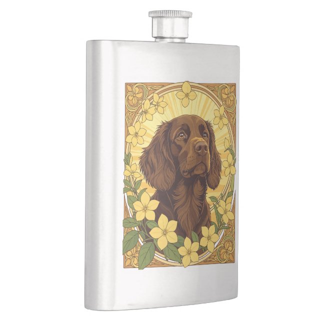 Flasque Caniche Et Fleurs Jaunes De Jasmin (Droite)