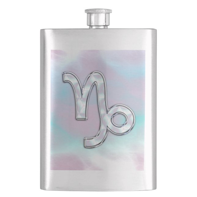 Flasque Capricorn Zodiac signe sur Mère style perle (devant)