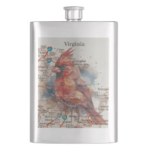 Flasque Cardinal sur Virginia Road Map